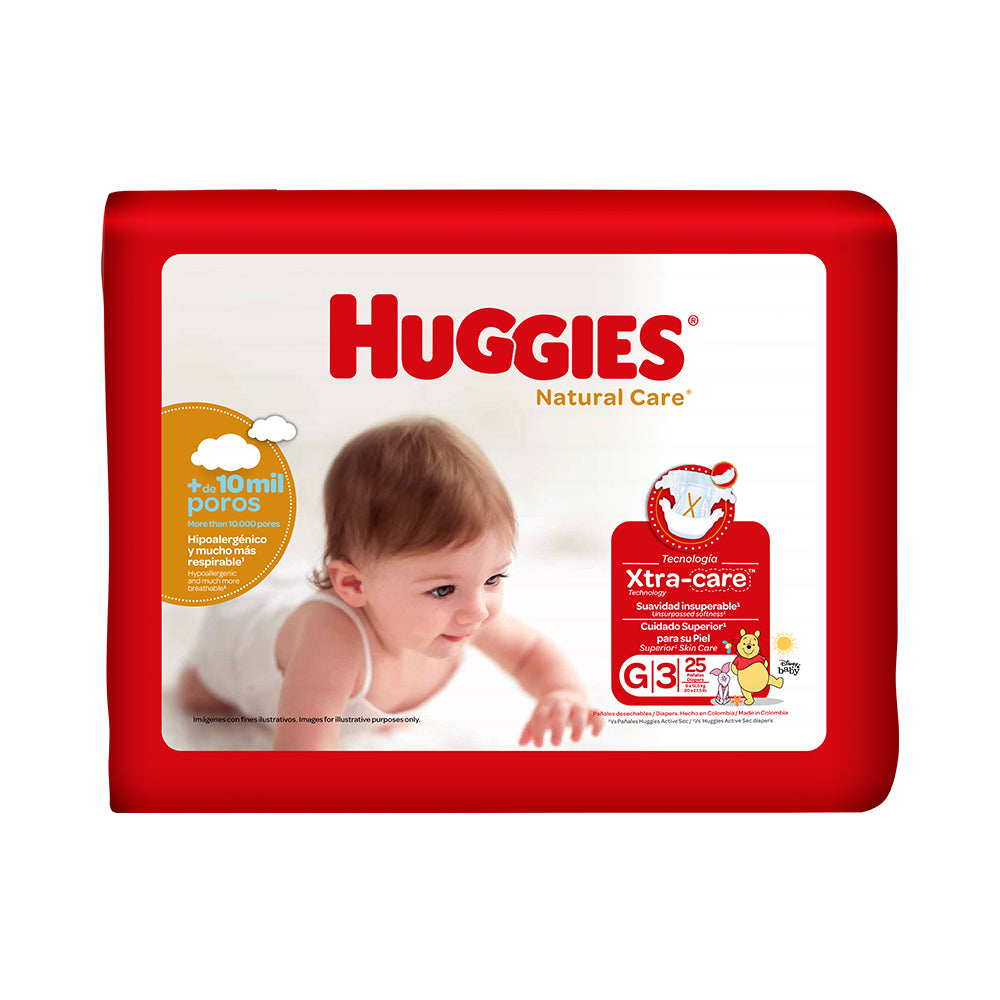 Pañales Huggies Natural Care Talla G 25 Und