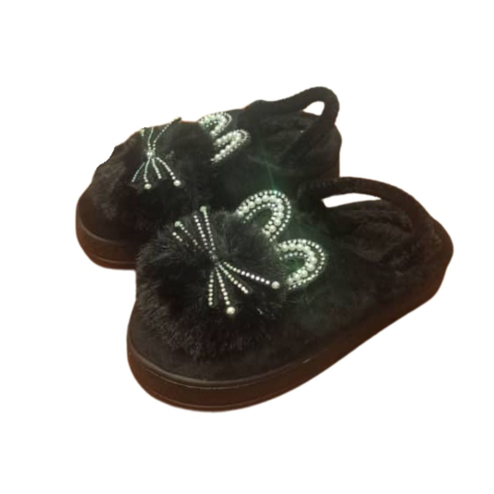 Pantuflas de Gamuza Con Liga y Diseño Brillante Para Niñas