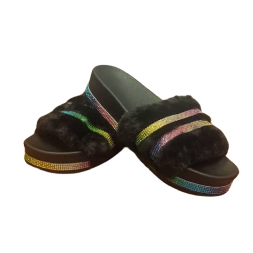 Pantuflas de Gamuza Para Damas con Brillos de Colores