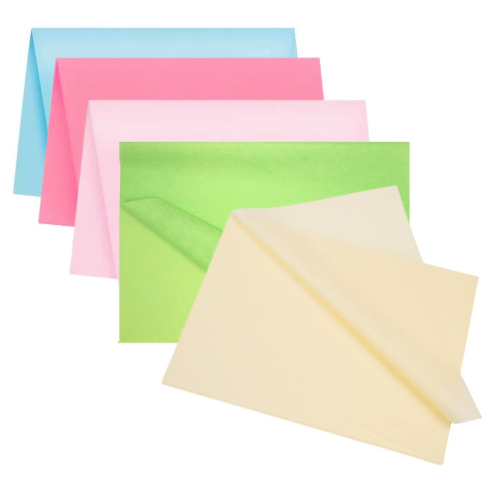 Papel De Seda 10 Hojas Premium Quality 50.8cm x 50.8cm 5 Tonos Pasteles