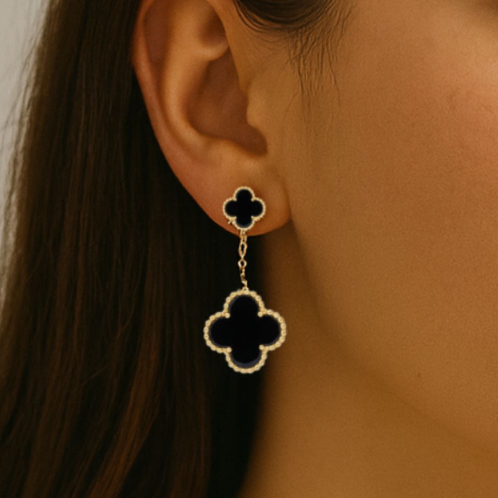 Parker & Grey Zarcillos De Trébol Black & Gold
