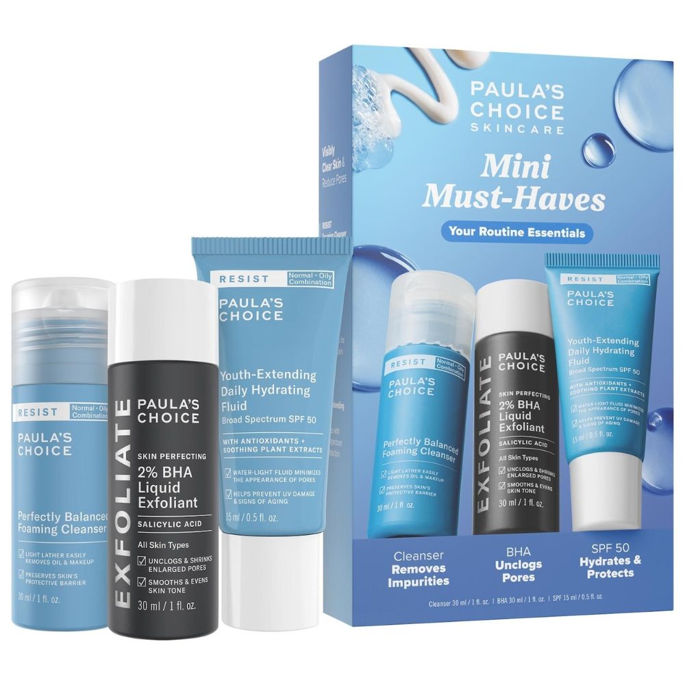 Paula's Choice Mini Set Must-Haves with 2% BHA Exfoliating Toner, Foam