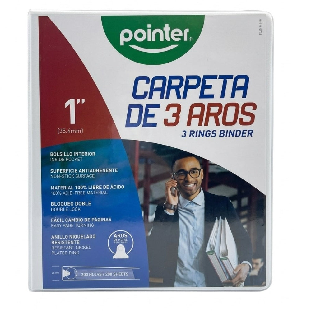 Pointer Carpeta De 3 Aros Para 200 Hojas 1"