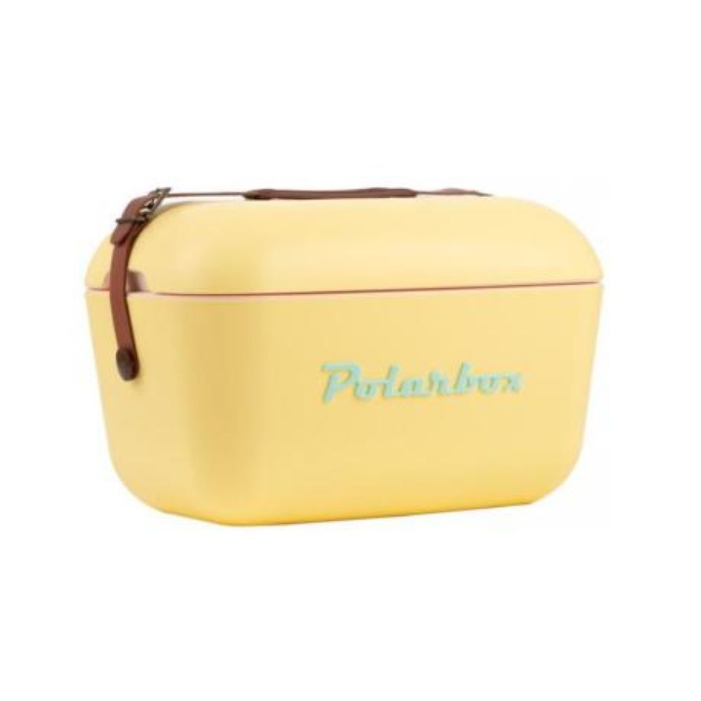 Cava Polarbox Amarillo/Celeste - Asa Piel Marron 20 Litros (Grande) Cod. 9218