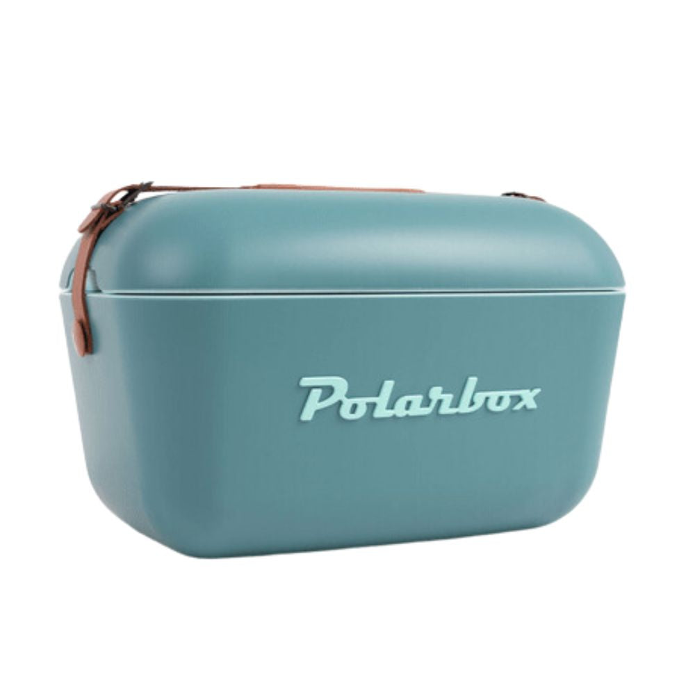 Cava Polarbox Azul/Celeste - Asa Piel Marron 20 Litros (Grande) Cod. 9312