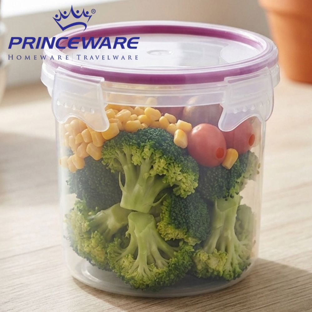 Contenedor De Alimentos Cilíndrico Princeware Con Tapa Hermética Purple 650ml