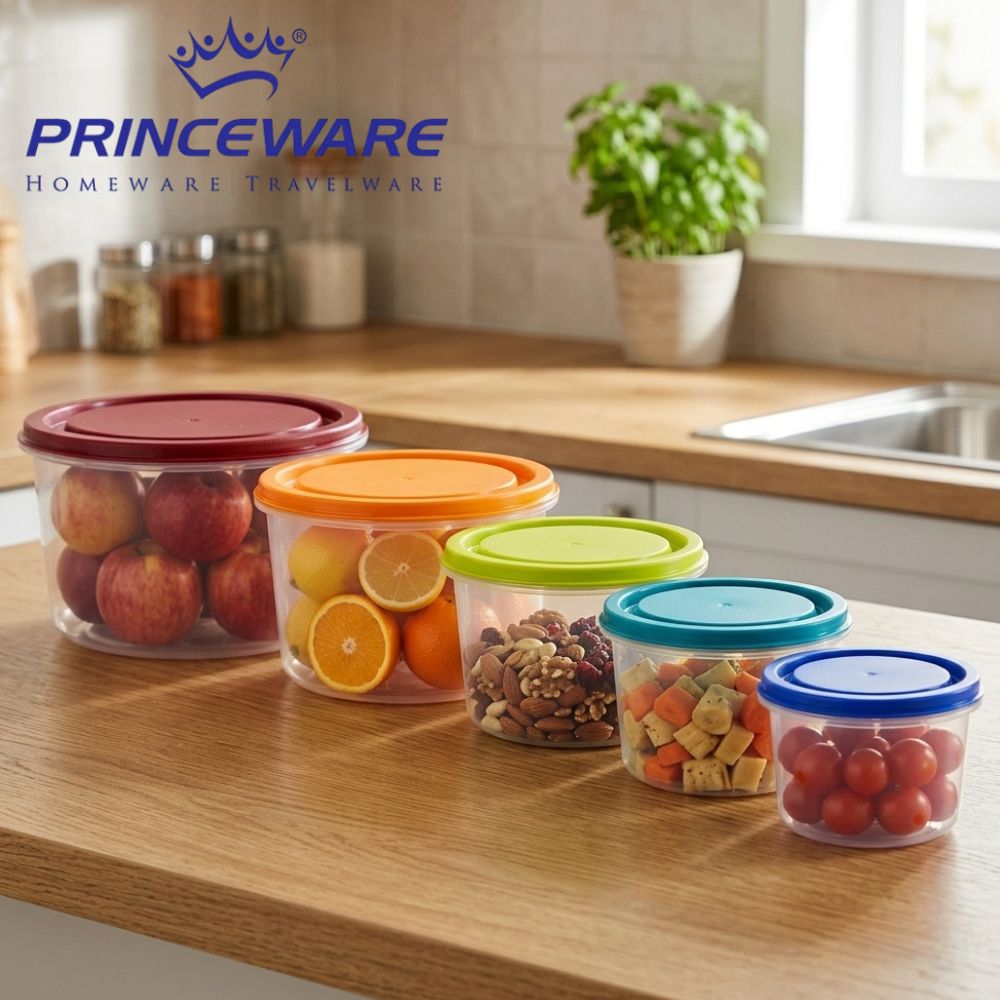 Set Contenedores De Alimentos Redondos Princeware 5 Und