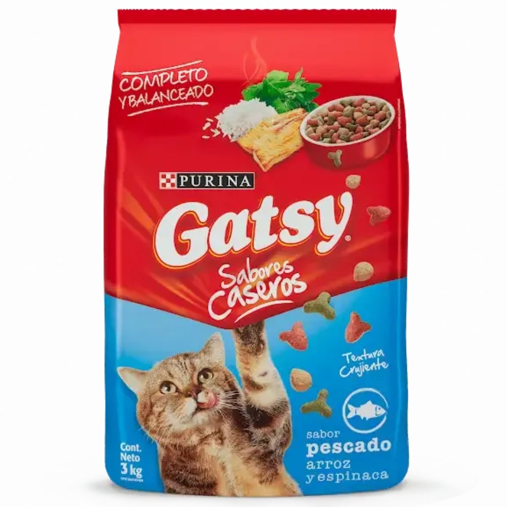 Purina Gatsy Sabor a Pescado Arroz y Espinacas 3kg para Gatos