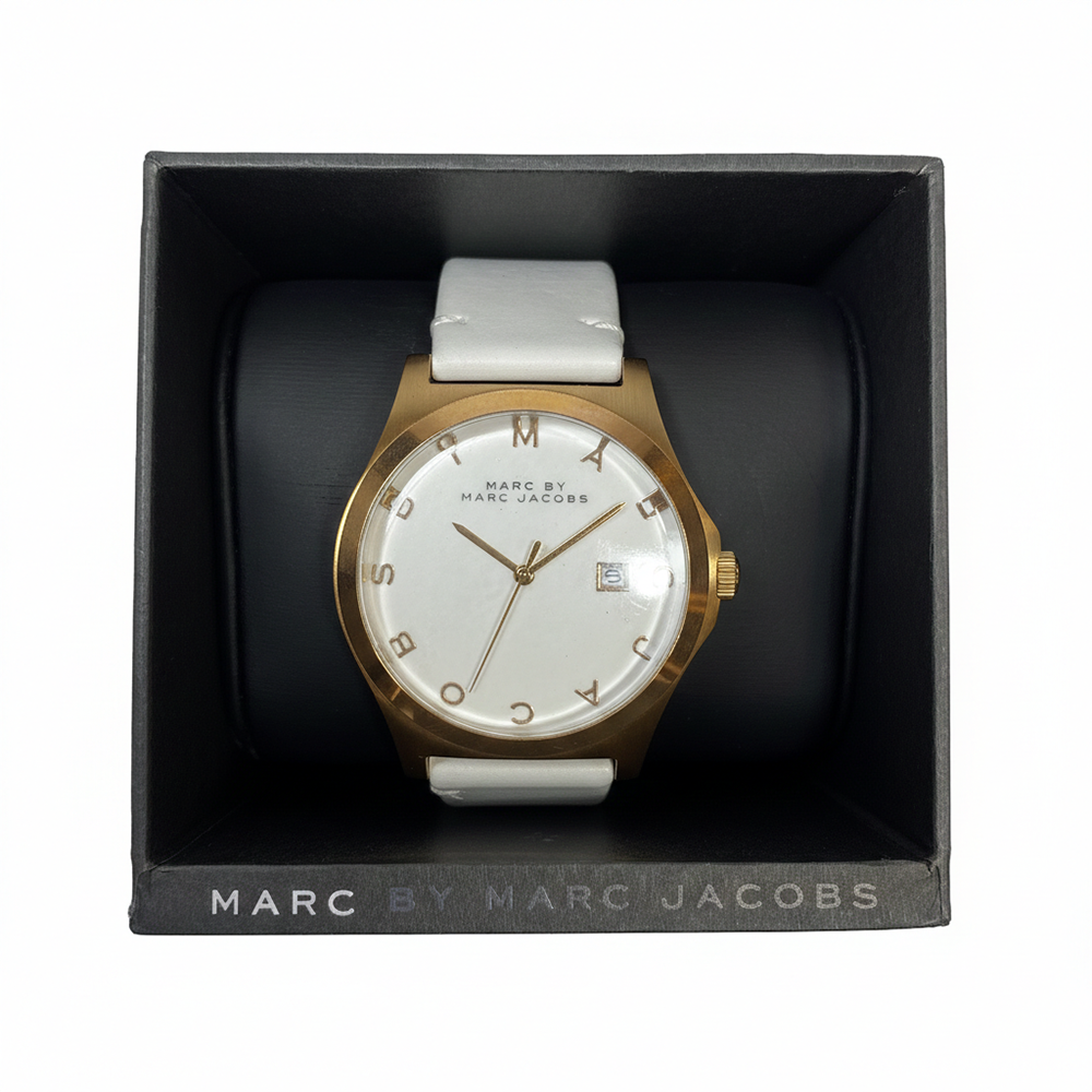 Marc Jacobs Reloj Baker Para Damas White & Gold