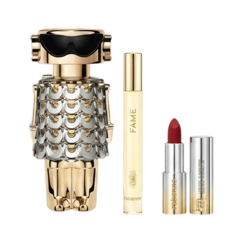 Paco Rabanne Fame Set Eau de Parfum 80ml + 10ml + Lipstick Rouge Rabanne Dramalips For Woman