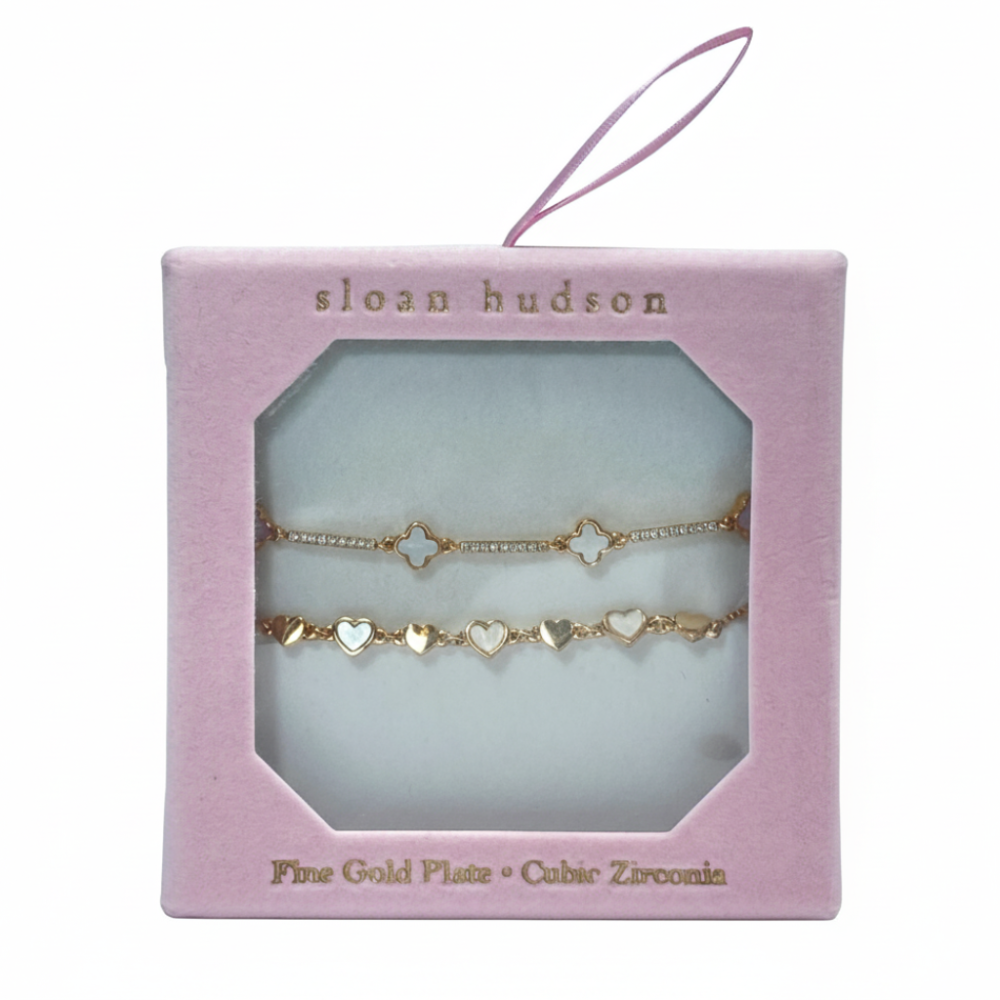 Sloan Hudson Set de 2 Pulseras de Corazones Blancas