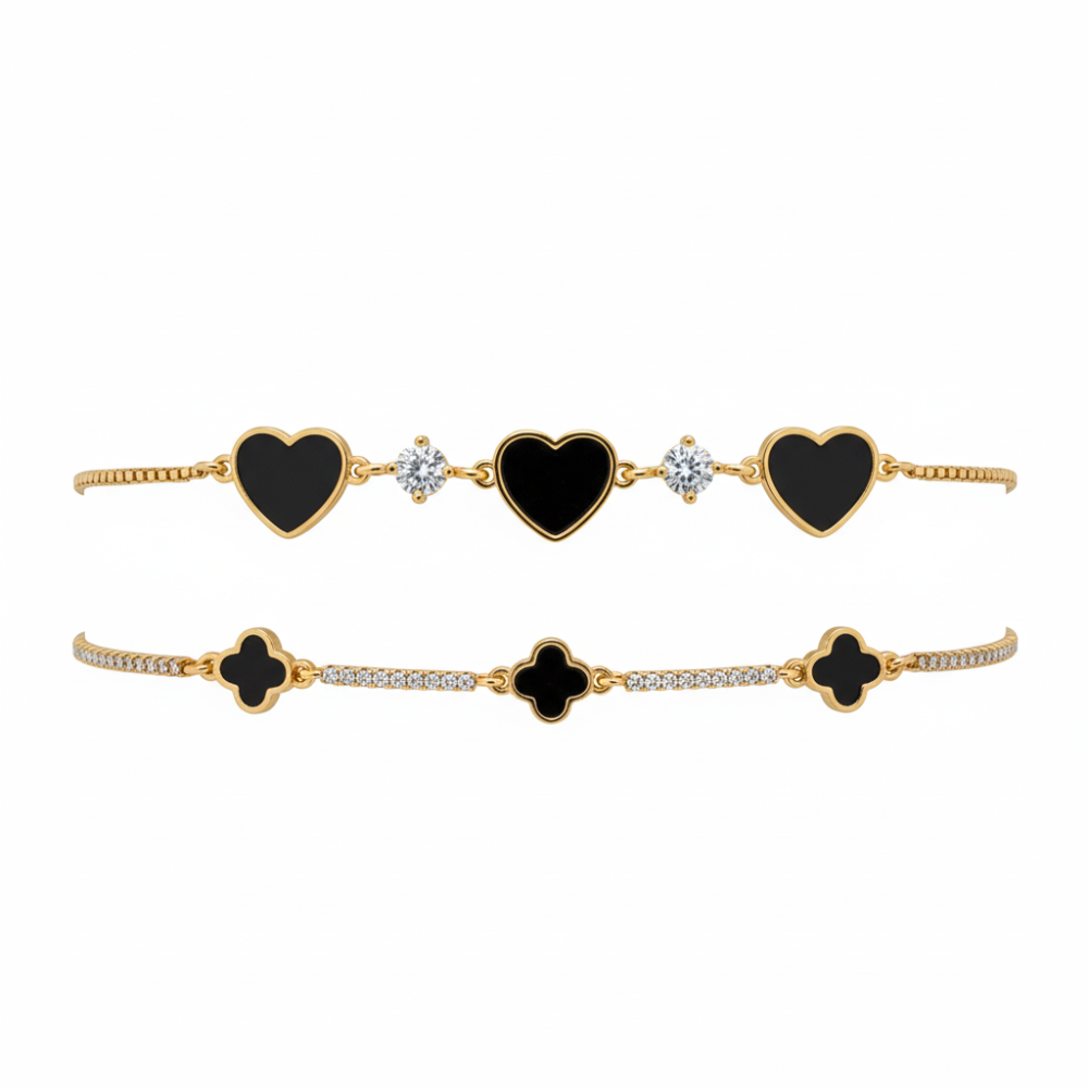 Sloan Hudson Set de 2 Pulseras de Corazones Negros