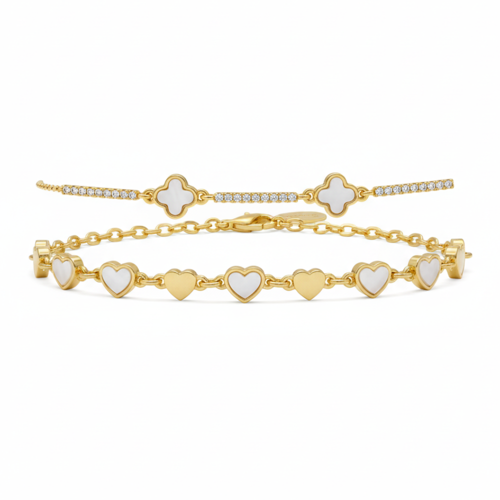 Sloan Hudson Set de 2 Pulseras de Corazones Blancas