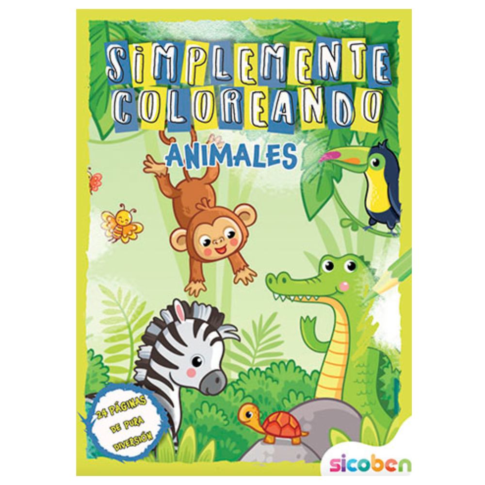 Libro Simplemente Coloreando Animales 24 pag