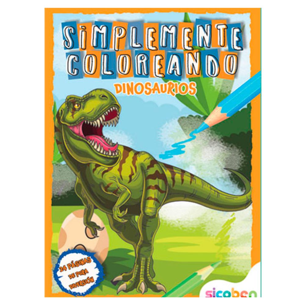 Libro Simplemente Coloreando Dinosaurios 24 pag