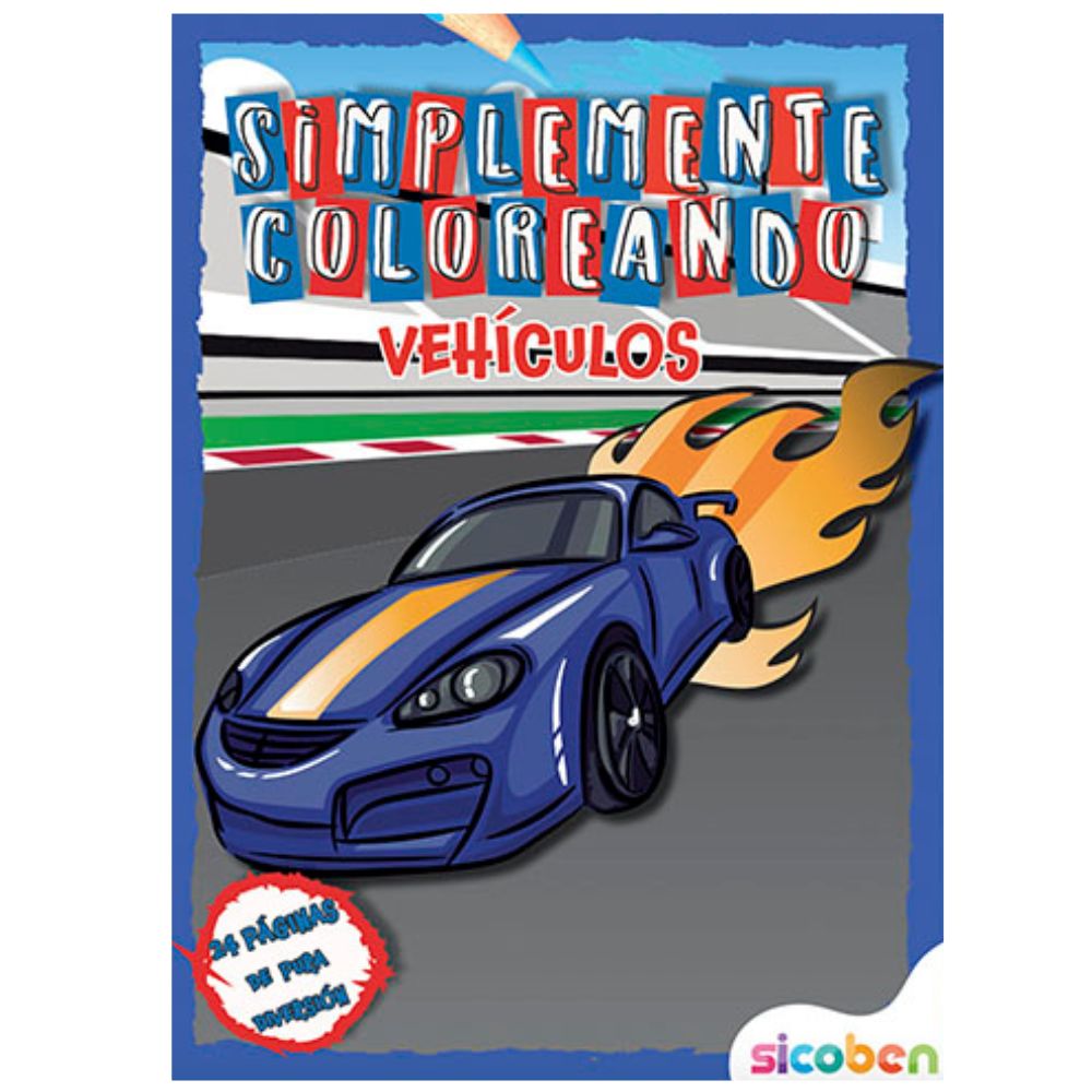 Libro Simplemente Coloreando Vehiculos 24 pag