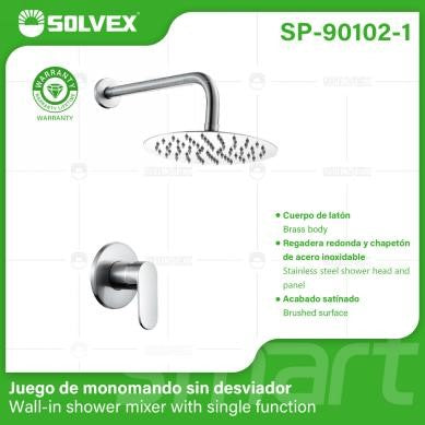 Solvex Juego De Ducha Redonda Satinada Con Grifo Monomando Redondo De 8"