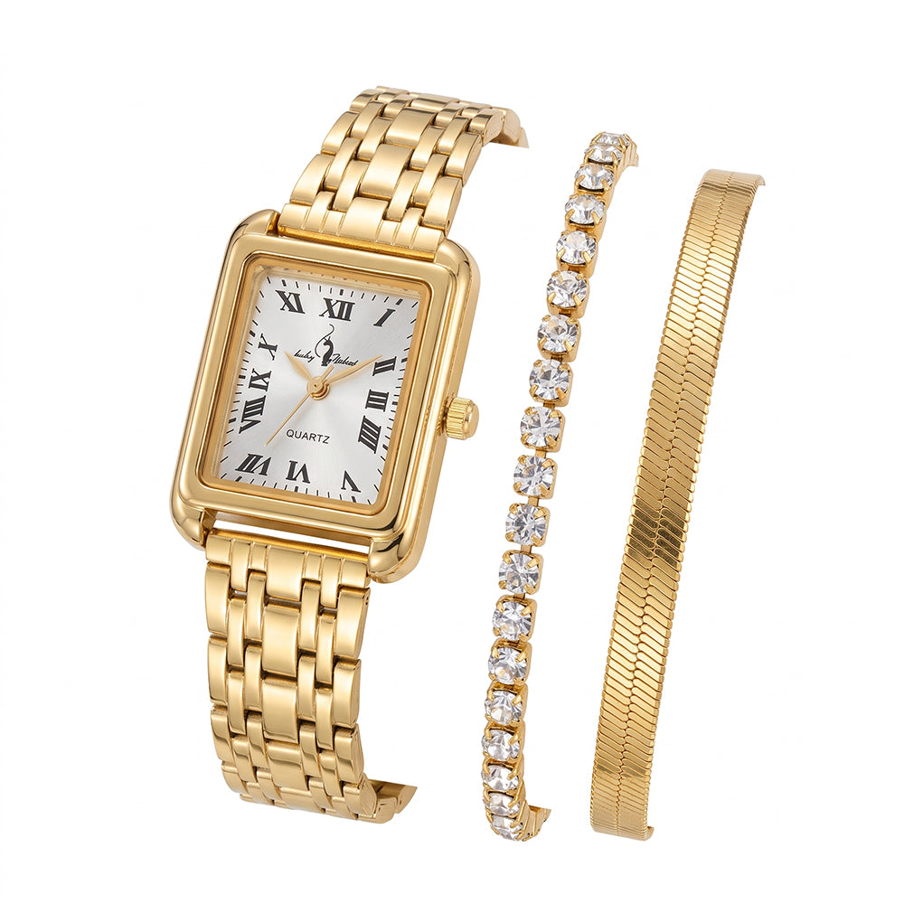 Baby Phat Set De Reloj y Pulseras Gold