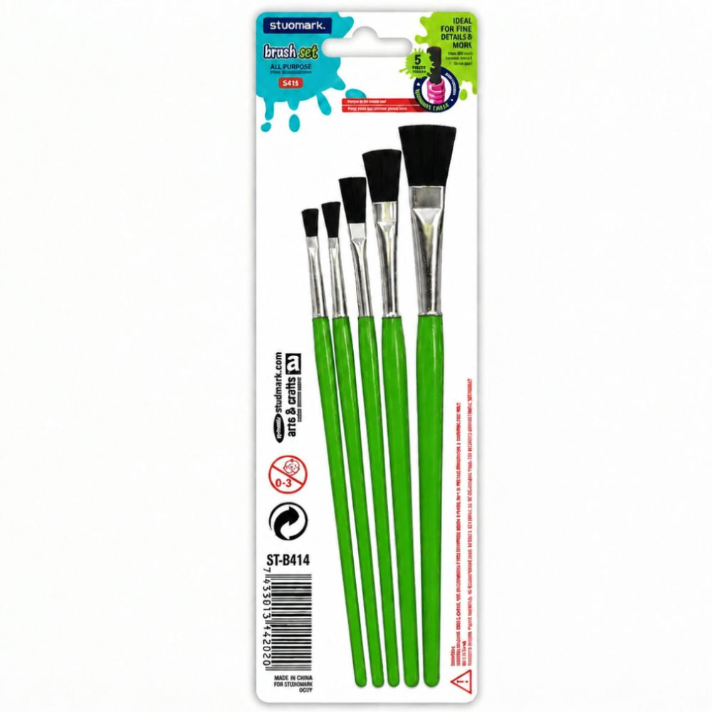 Studmark Set De Pinceles Planos Multiusos Rosadas 5Und