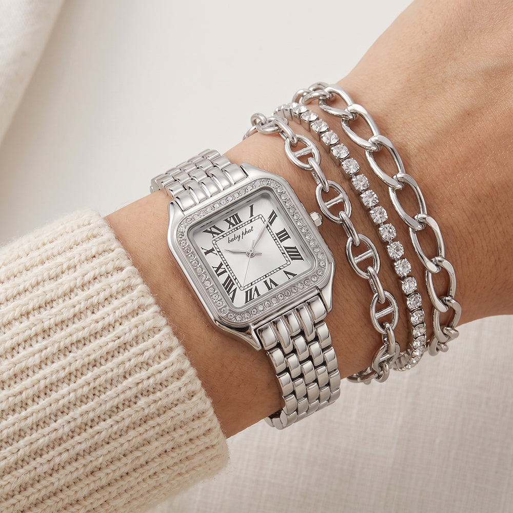 Baby Phat Set De Reloj y Pulseras Silver
