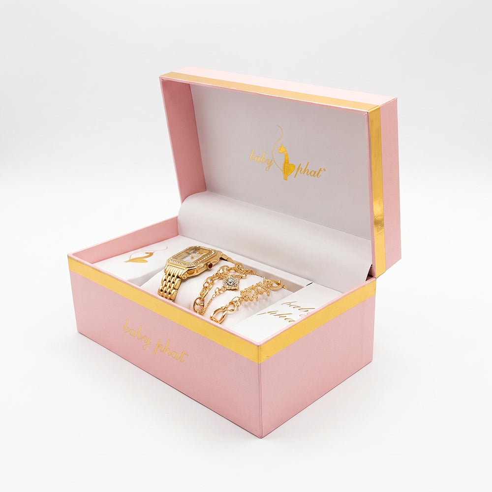 Baby Phat Set De Reloj y Pulseras Gold