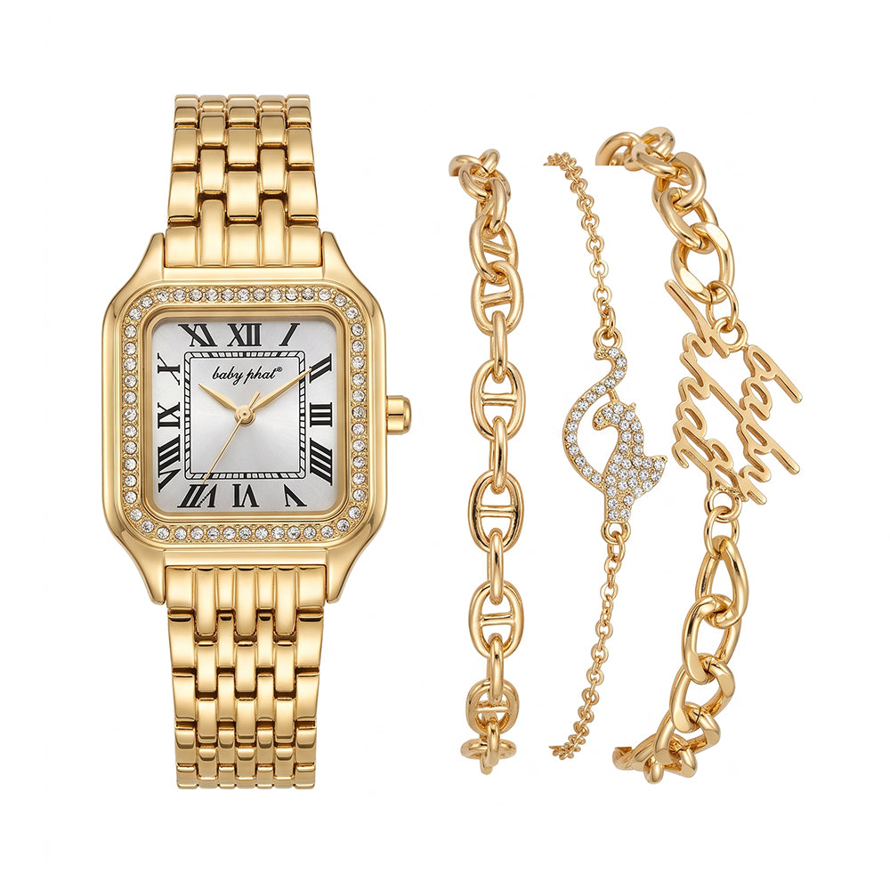 Baby Phat Set De Reloj y Pulseras Gold