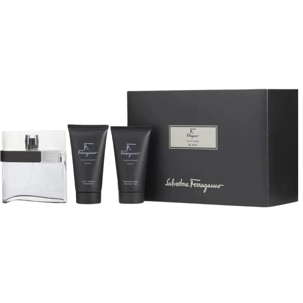 Salvatore Ferragamo Por Homme Black Set 3 Und