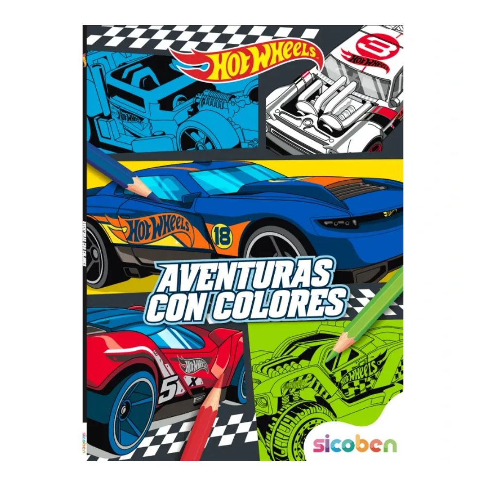 Aventuras Con Color Hot Wheels Libro Para Colorear