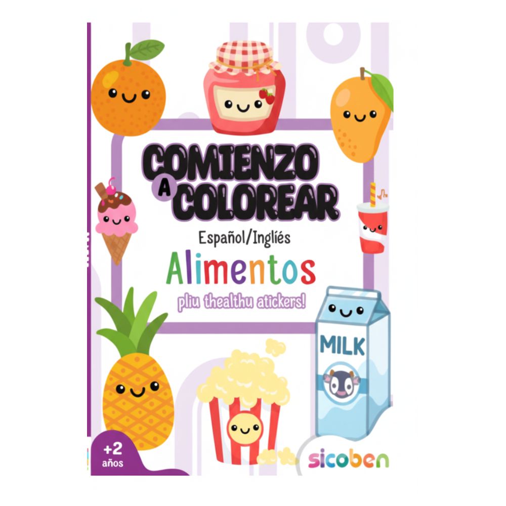 Libro De Actividades Para NIños Comienzo A Colorear "Alimentos" 2+