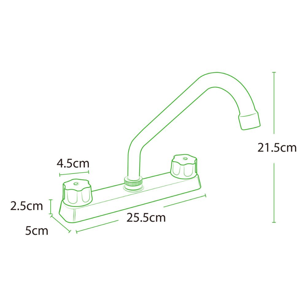 Solvex Smart Grifo Cromado Para Fregadero De Zinc Cuello Cuadrado De 8"  Manijas Ergonómicas Giro Completo De Plástico