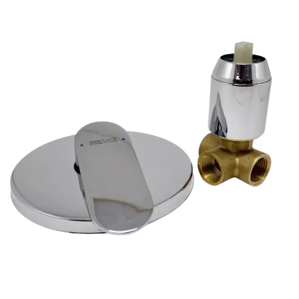 Solvex Grifería Cromada Monomando Redonda Sin Desviador Para Ducha De Pared