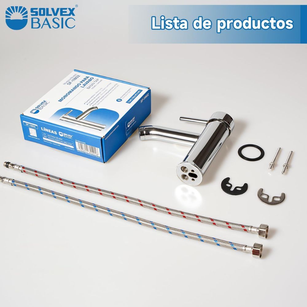 Solvex Basic Grifería Cromada Monomando De Acero Inoxidable Para Lavamanos Mango Tipo Palanca De Zinc 17cm