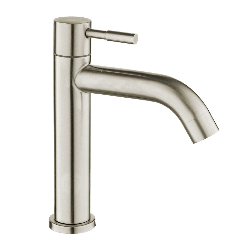 Solvex Basic Llave Satinada Individual De Acero Inoxidable Para Lavamanos Mango Tipo Palanca