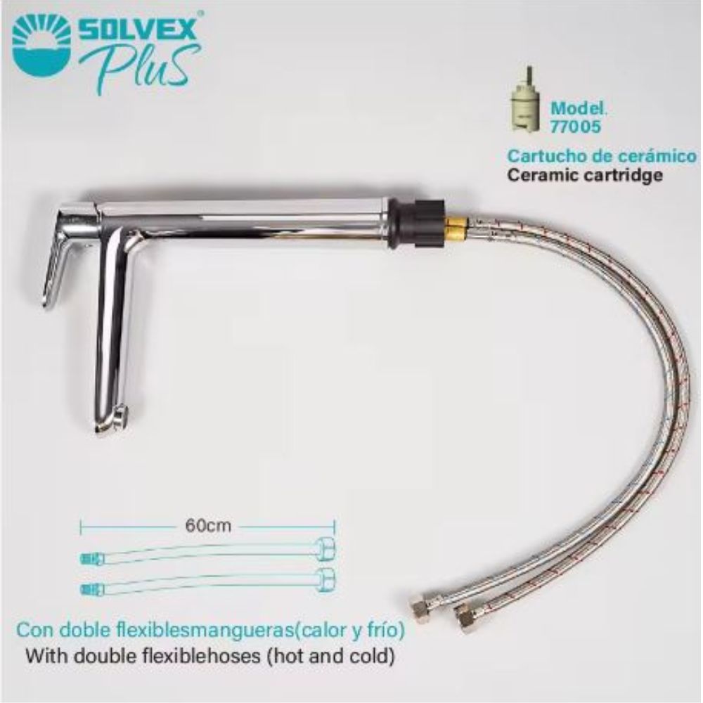 Solvex Plus Grifería Cromada Monomando Para Lavamanos 29,5cm