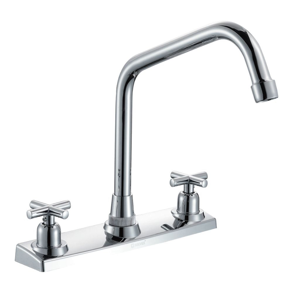 Solvex Smart Grifo Cromado Para Fregadero De latón De 8" Manijas Cruz Giro Completo De Zinc