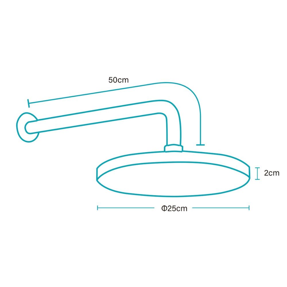 Solvex Plus Juego De Ducha Cromada De 10" Redondo ABS Brazo De 50cm