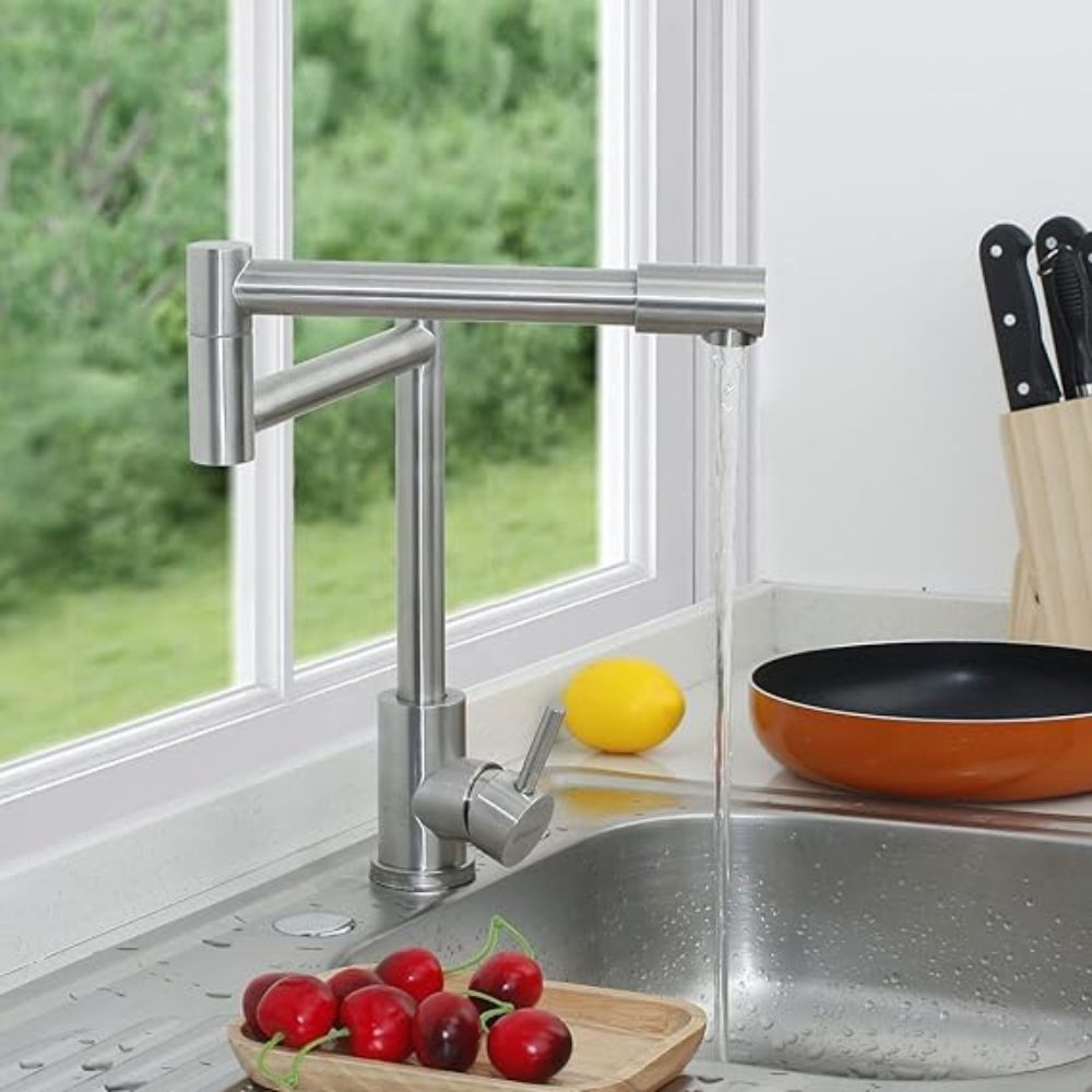 Solvex Grifería Satinada Monomando Para Fregadero Triple Cuello 360°