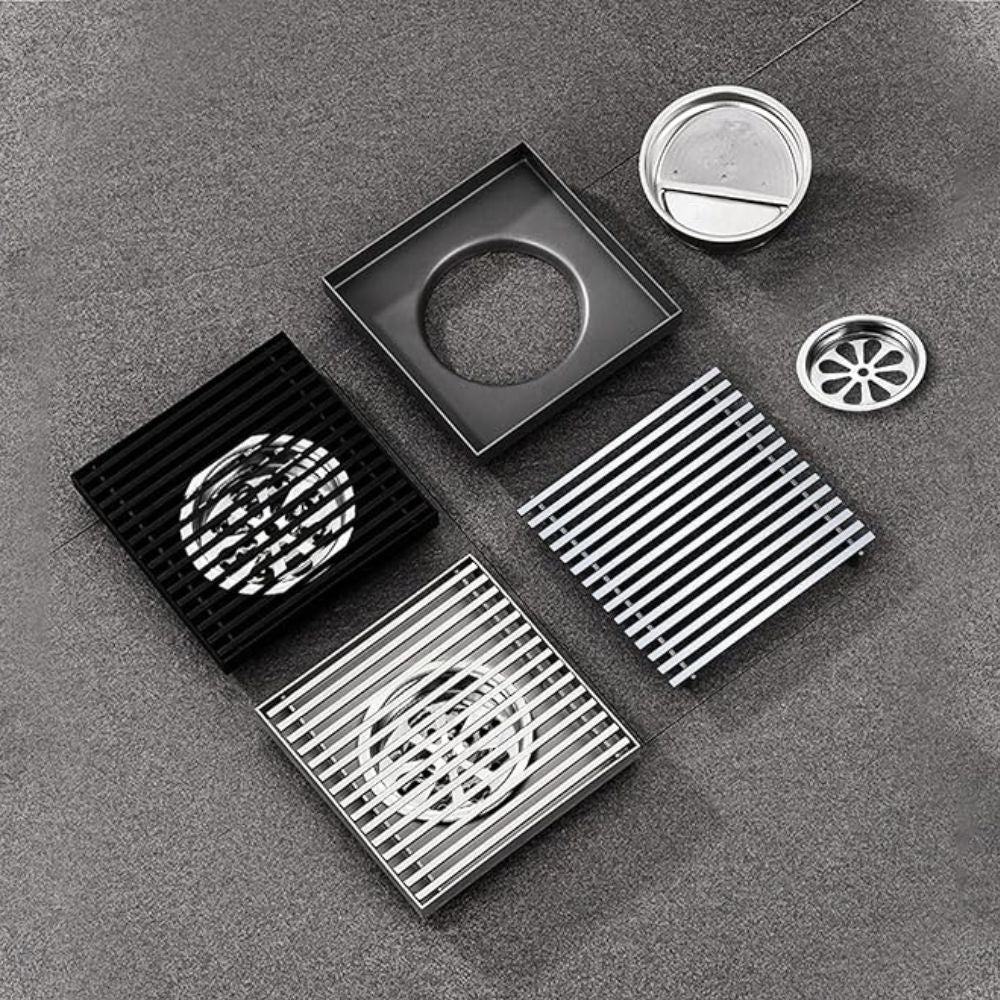Solvex Smart Desagüe Cromado Para Piso En Acero Inoxidable Antiolor Cuadrado De 10x10cm