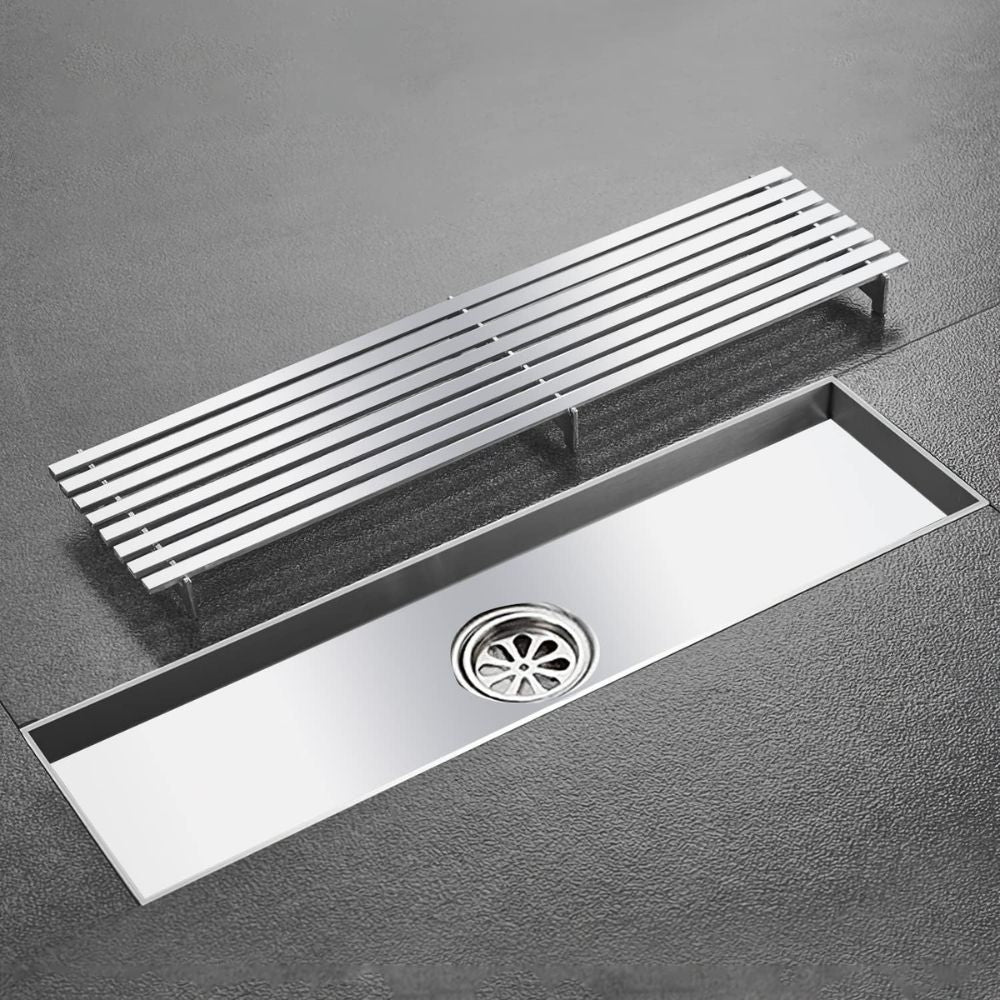 Solvex Smart Desagüe Cromado Para Piso En Acero Inoxidable Antiolor Rectangular De 8x30cm