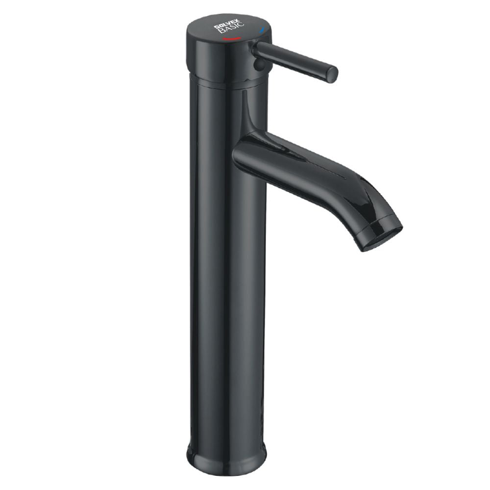Solvex Basic Grifería Negra Monomando De Acero Inoxidable Para Lavamanos Mango Tipo Palanca De Zinc 29Cm