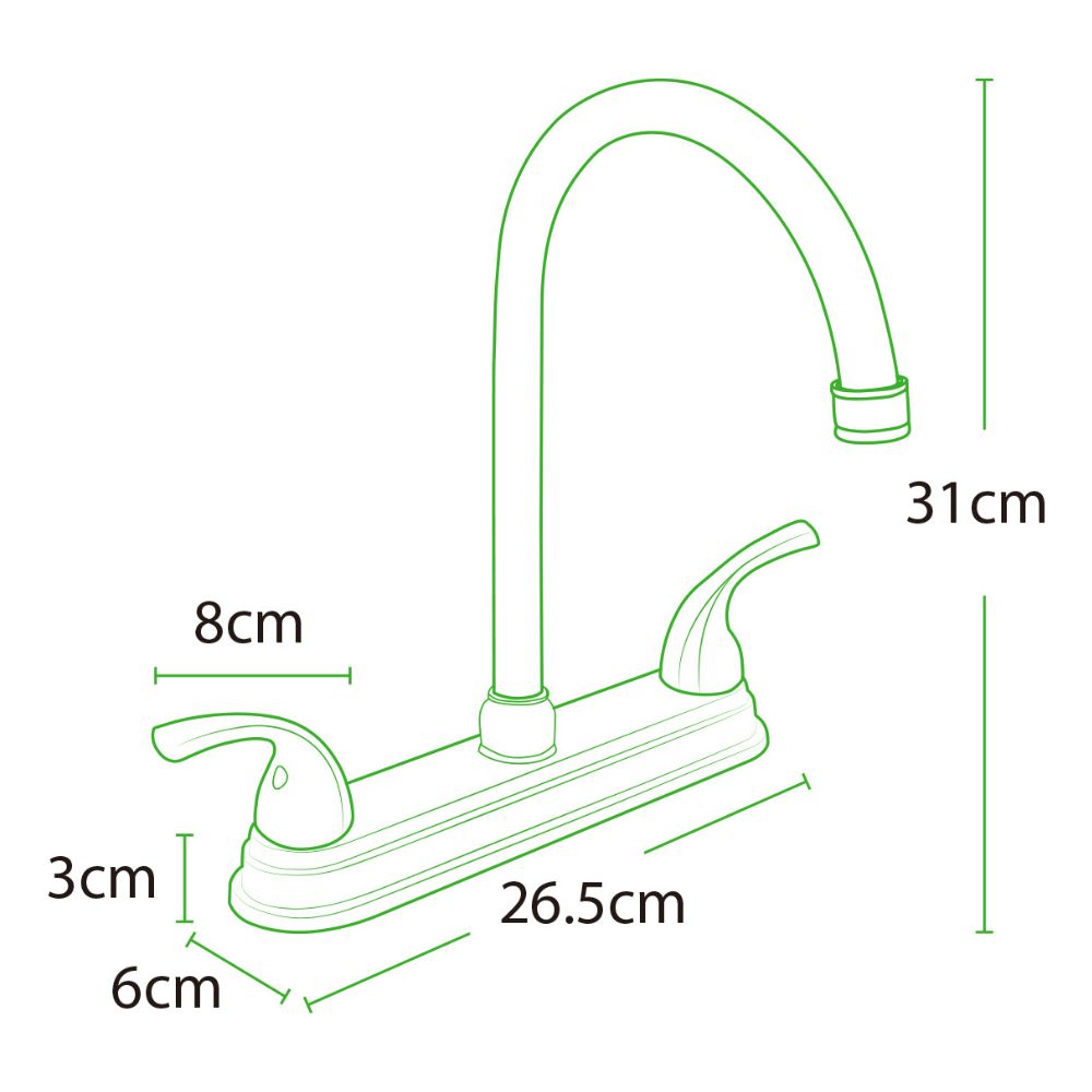 Solvex Smart Grifo Cromado Para Fregadero De Latón De 8" Manijas Cilíndricas 1/4 De Vuelta De Zinc