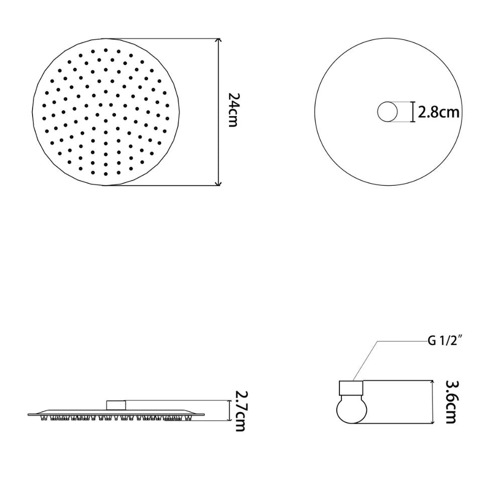 Solvex Regadera Cromada De Acero Inoxidable Redonda 10"(No incluye brazo ni roseta)