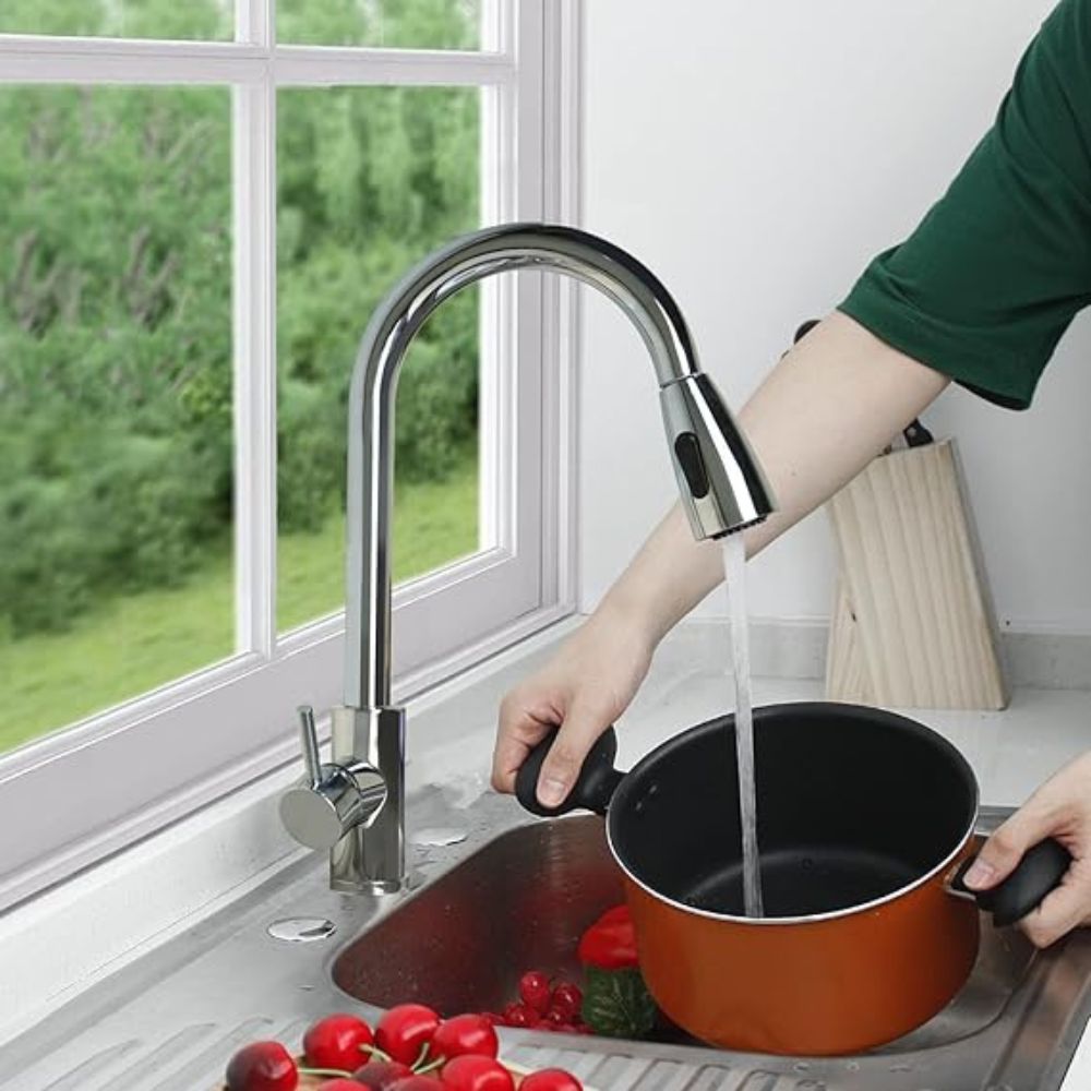 Solvex Basic Grifería Cromada Monomando Acero Inoxidable 2 Funciones Para Fregadero