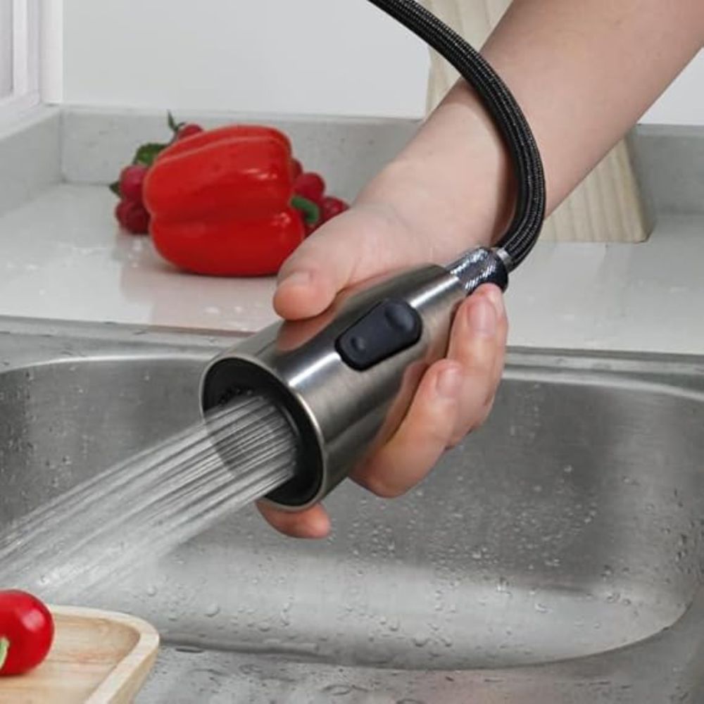 Solvex Basic Grifería Satinada Monomando Acero Inoxidable 2 Funciones Para Fregadero