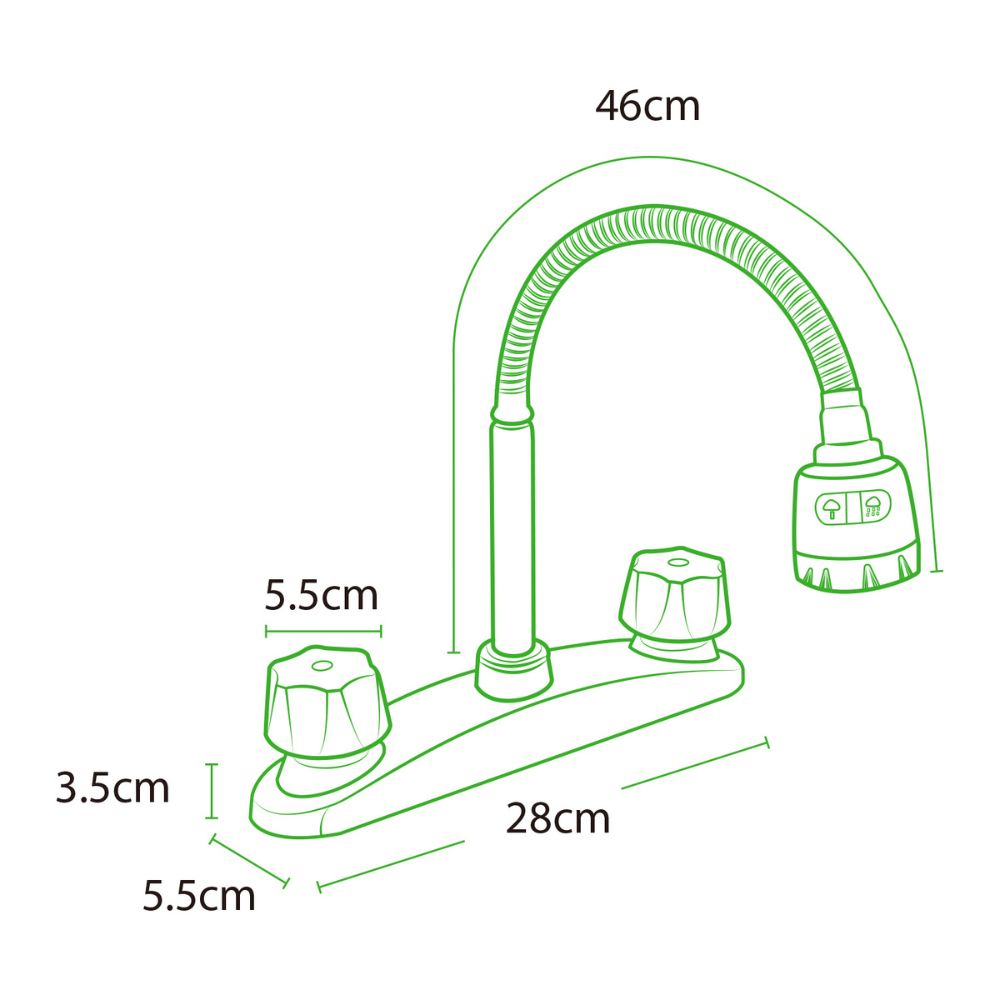 Solvex Smart Grifo Cromado Para Fregadero De Acero Inoxidable Cuello Flexible De 8" 2 Funciones