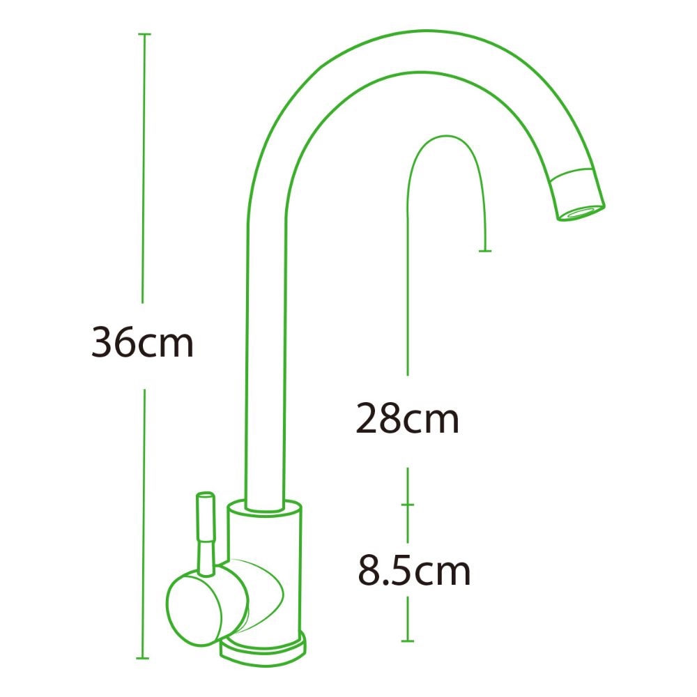 Solvex Smart Grifería Satinada Monomando Para Fregadero Cuello Cisne 39cm
