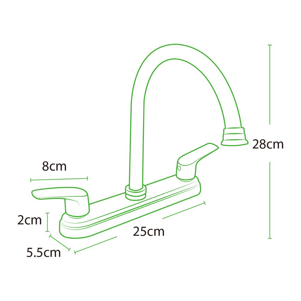 Solvex Smart Grifo Cromado Para Fregadero De Acero Inoxidable De 8" Cuello Cisne Manijas 1/4 De Vuelta De Plástico