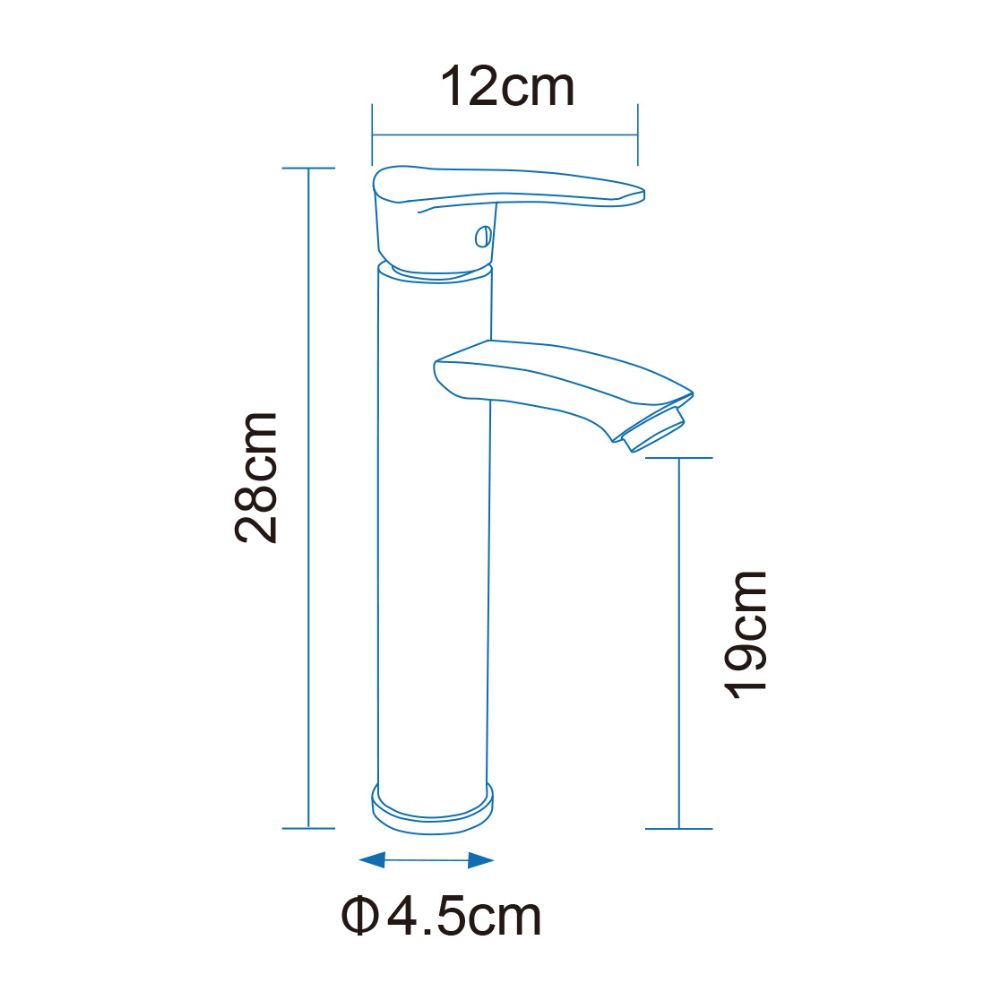 Solvex Basic Grifería Cromada Monomando Metálica Para Lavamanos Mango De Plástico 29cm