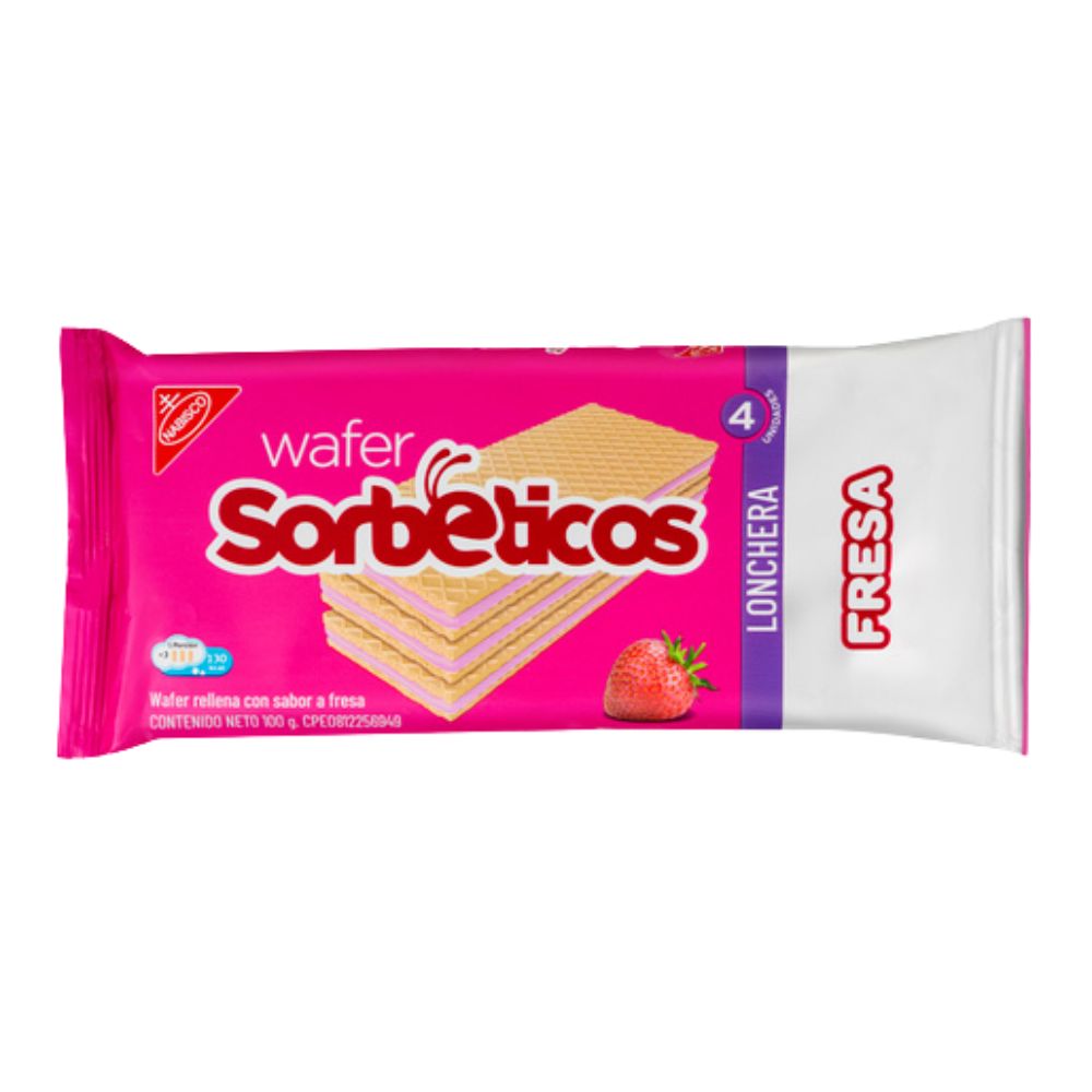 Galletas Sorbeticos 4 Pack Sabor Fresa 100g