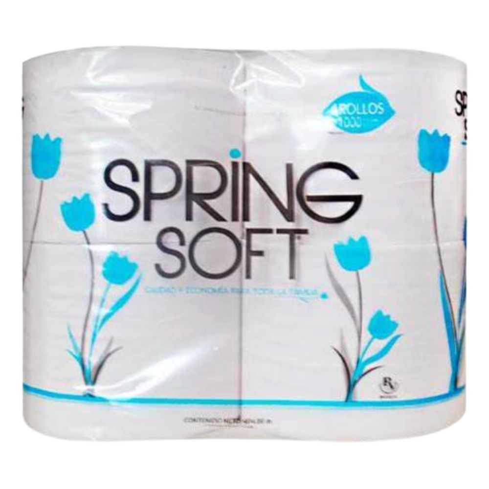 Papel de Baño Spring Soft Azul 4 Rollos 1000 hojas